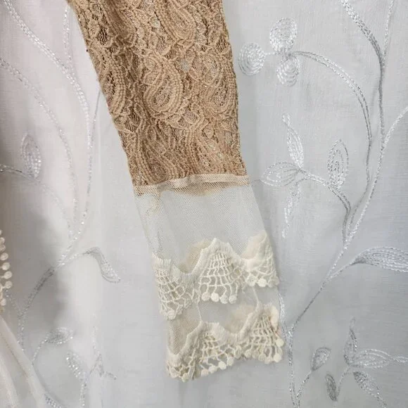 A'Reve Lace  Button-up Cardigan/Blouse with Ruffled Accent - Picture 7 of 11